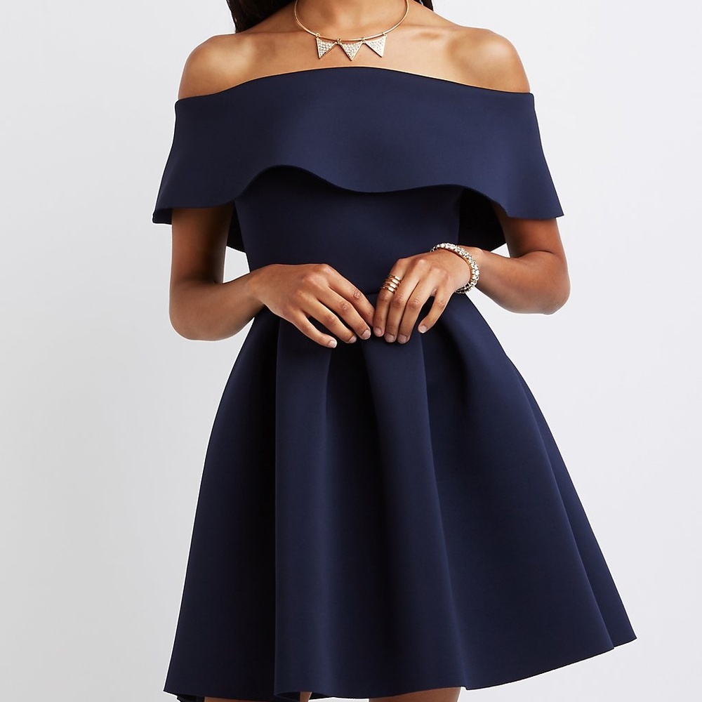 NWT Off-The-Shoulder A-line Midi Skater Dress M/L